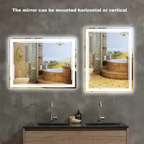 Miniatura 6 de Espejo de baño LED de 24 x 32 pulgadas con luces, altavoz Bluetooth integrado, antivaho regulable, 3 ajustes de luces retroiluminados + iluminación