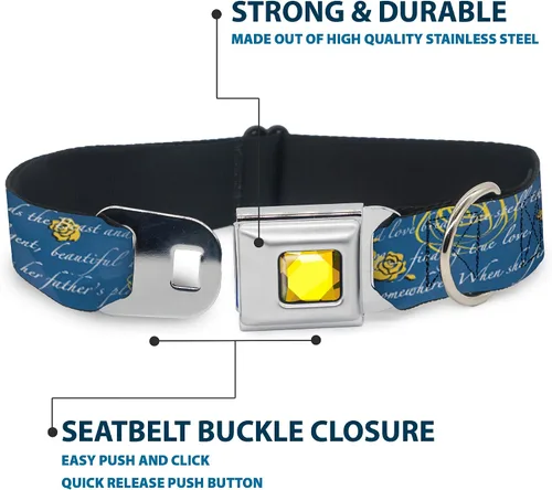 Miniatura 4 de Buckle-Down Collar de perro con hebilla de cinturón de seguridad, con texto de la historia de la Bella y la Bestia, 1 pulgada de ancho, se adapta a