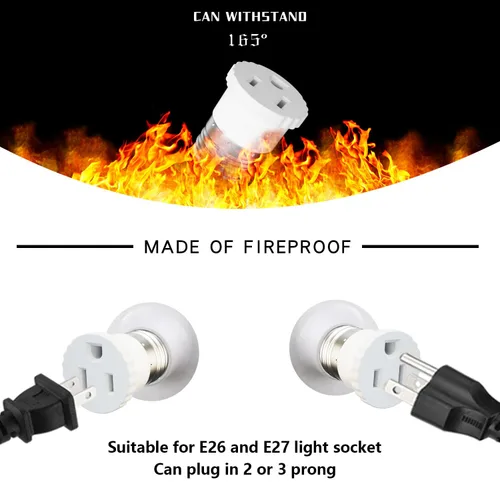 Miniatura 3 de Paquete de 8, Adaptador de Enchufe de Luz a Enchufe, Convierte el Enchufe de Bombilla en Adaptador de Salida (Blanco).
