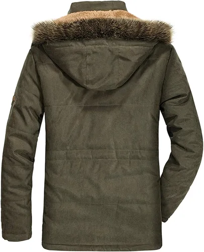 Miniatura 2 de Tanming - Abrigo de invierno para hombre con forro de piel sintética y capucha desmontable