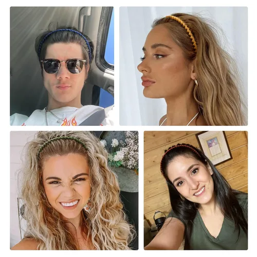 Miniatura 4 de WOVOWOVO Bandas de plástico para el cabello con dientes, 10 paquetes de diademas finas para mujeres, niñas, adolescentes, bandas peine