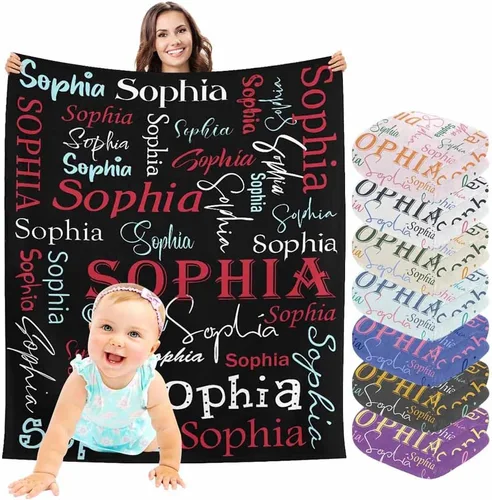 Miniatura 17 de InterestPrint Manta de bebé personalizada con nombre, lindo muñeco de nieve negro, manta personalizada con nombre para niños, niñas, niños, manta