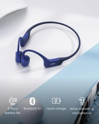 Miniatura 2 de SHOKZ OpenRun Mini - Auriculares de Conducción Ósea, Auriculares Deportivos Bluetooth Inalámbricos de Oreja Abierta para Correr y Entrenamiento, Azul