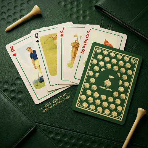 Miniatura 5 de Naipes de golf (cubierta individual) – Baraja de golf vintage ilustrada a mano Lino italiano premium 310GSM Tarjetas de póquer Regalo