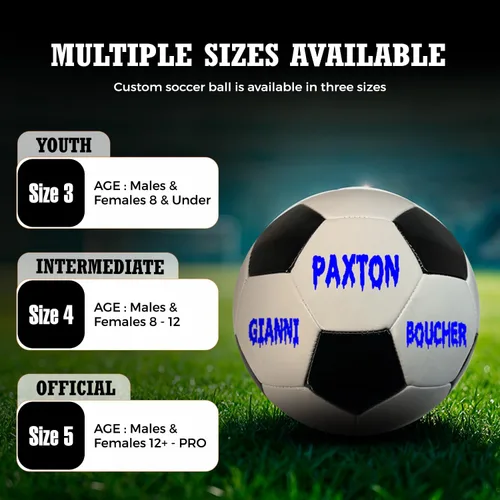 Miniatura 4 de Balón de fútbol personalizado con nombre o texto, tamaños 3, 4 o 5, regalos de fútbol personalizados de estilo clásico para hijo, hija, niño o niña