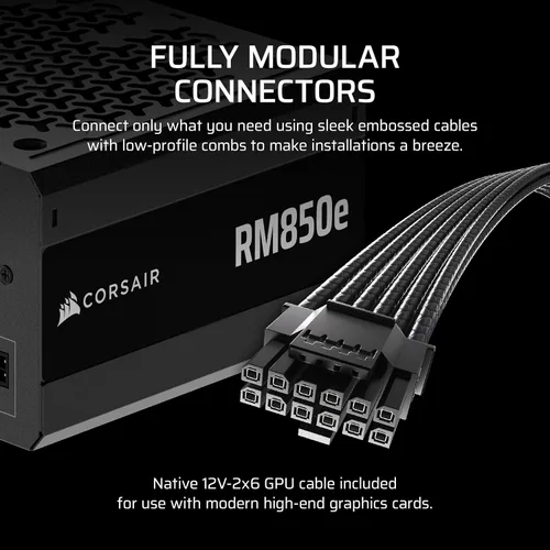 Miniatura 4 de CORSAIR RM750e (2025) Fuente de alimentación ATX completamente modular de bajo ruido con cable 12V-2x6 – Cumple con ATX 3.1 y PCIe 5.1, eficiencia