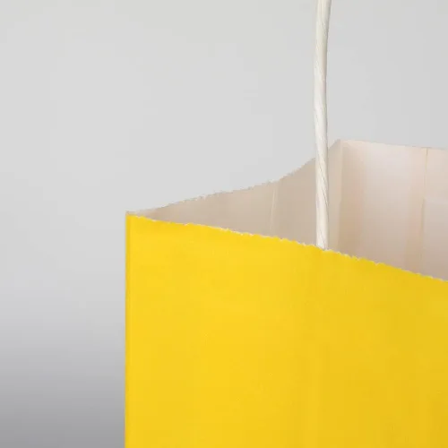 Miniatura 6 de Oikss paquete de 50 bolsas de papel kraft amarillo mediano de 8x4.75x10 pulgadas con asas a granel para cumpleaños, bodas, fiestas, regalos, compras