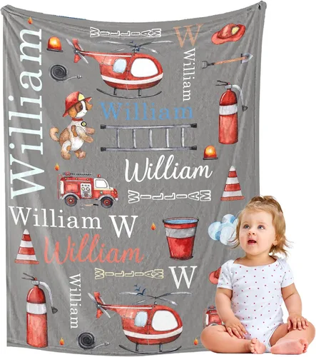 Miniatura 28 de YESCUSTOM Manta de dinosaurio para niños y niñas, manta personalizada de vellón con nombre para decoración de dormitorio de niños, sofá, coches