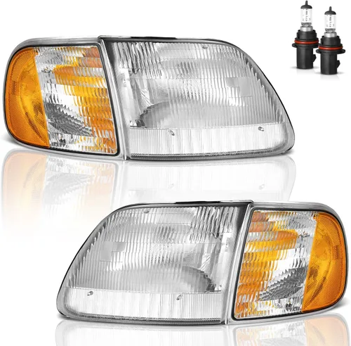 Ensamble de faros WEELMOTO para F150 1997-2003 / Ford Expedition 1997-2002 / F250 1998-1999, Faro+Luces de estacionamiento en esquina+Luces de señal