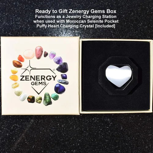 Miniatura 5 de Zenergy Gems - Pulsera con cuentas de cristal natural de 6mm y corazón de selenita para recargar incluido