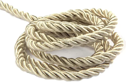 Cuerda trenzada de nailon trenzado de 0.315 in/10 yardas para decoración del hogar, manualidades y manualidades de disfraces, color beige