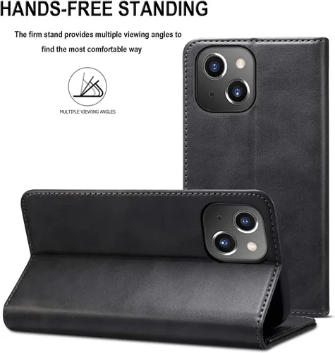 Miniatura 3 de SINIANL Funda compatible con iPhone 13, funda tipo cartera para iPhone 13 con soporte para tarjetas, funda plegable de cuero con función atril