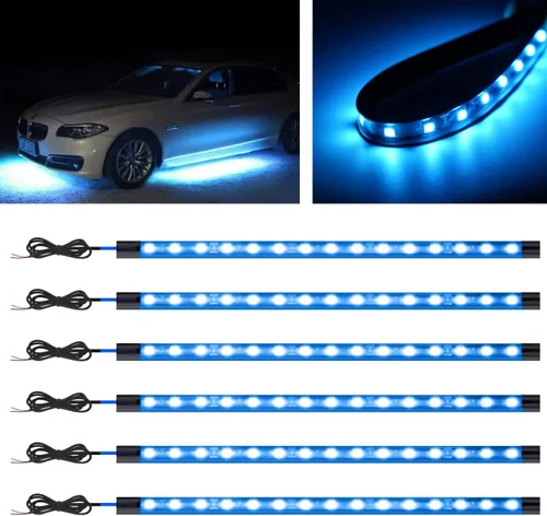 Miniatura 8 de Tira de luz LED para coche, luces interiores azules para camiones de 30CM 15 SMD IP67 luces subterráneas impermeables para coche motocicletas barco