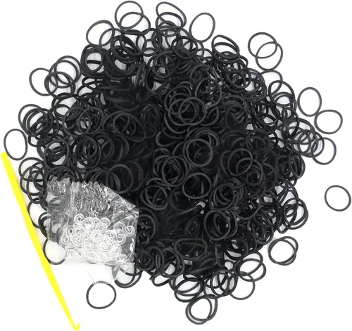 Kit de 3000 bandas de goma de telar con 75 clips, 5 ganchos, kit de fabricación de pulseras prémium para niños, tejer, regalo de manualidades (negro)