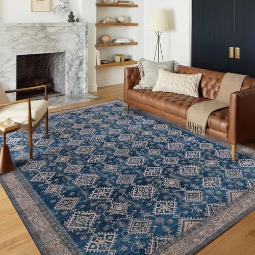 Miniatura 9 de RYB HOME Alfombra lavable para sala de estar, alfombra grande de 8 x 10 pies que no se desprende para dormitorio, alfombra de lana sintética ultra