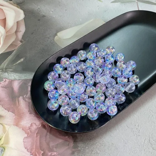 Miniatura 2 de 1000 cuentas redondas acrílicas de burbujas de 0.236 pulgadas AB coloridas de plástico sueltas espaciadoras para manualidades, collares, pulseras