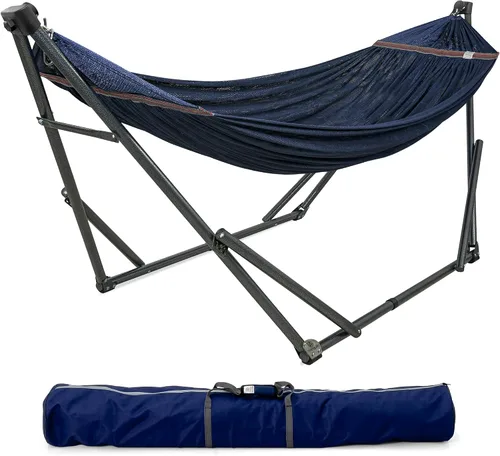 Miniatura 17 de Tranquillo Unity - Soporte de hamaca ajustable, plegable, para camping, con soporte, capacidad de 800 lbs, soporte de hamaca doble de acero para 2