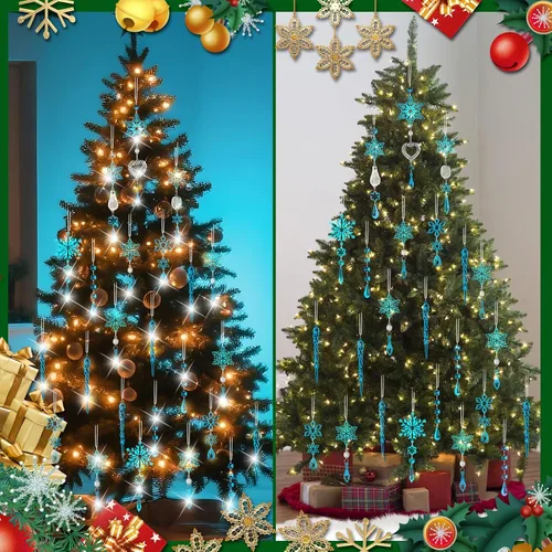 Miniatura 4 de Decoración de árbol de Navidad de copo de nieve de cristal, 21 piezas de adornos de árbol de Navidad brillantes deslumbrantes decoración de fiesta
