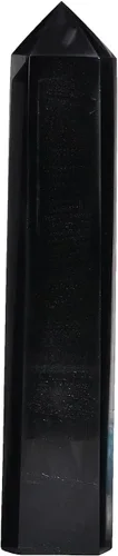 Miniatura 10 de AMOYSTONE 1 varita de piedra de obsidiana grande de cristal curativo hexagonal de cristal natural de roca de 6 puntos, torre de roca para decoración