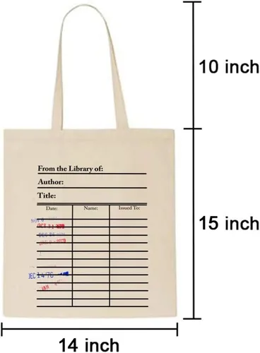 Miniatura 8 de Universal Zone Bolsa para tarjetas de biblioteca. Tarjetero con sellos de vencimiento de día. Bolsa para libros, Beige