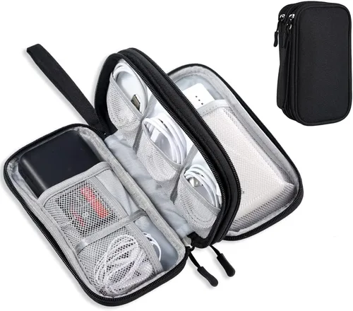 Miniatura 11 de Organizador de viaje electrónico, bolsa de accesorios tecnológicos para cables/cargador y cables (rosa, PU-M)