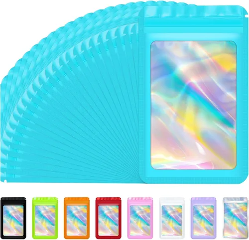 Miniatura 21 de Jetmore 100 piezas Bolsas Holográficas Mylar Resellables para Pequeñas Empresas Bolsa de Embalaje Sellable para Dulces Almacenamiento de Alimentos