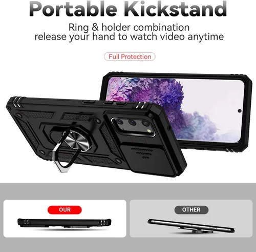 Miniatura 7 de Funda para Samsung Galaxy S20 con cubierta para lente de cámara, protector de pantalla HD, doble capa de grado militar, probada contra caídas
