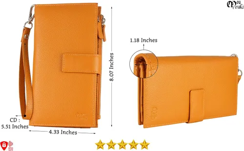 Miniatura 5 de Mou Meraki - Cartera organizadora de piel auténtica con bloqueo de Rfid para mujer