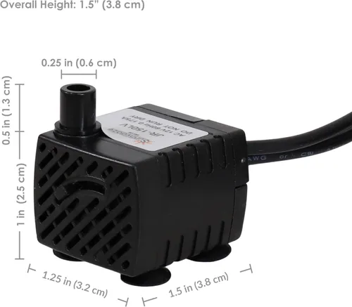 Miniatura 4 de Sunnydaze - Bomba de agua sumergible de 40 GPH - Bomba de fuente pequeña de 12 V con flujo ajustable, luz LED y transformador para fuentes, baños