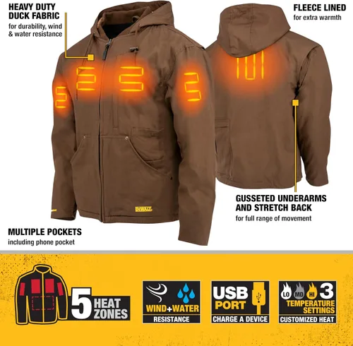 Miniatura 3 de DEWALT Chaqueta de concha suave calentada ligera DEWALT Juego de chaqueta de concha suave calentada ligera Tabaco
