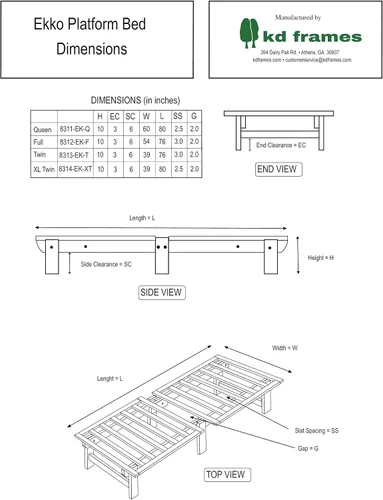 Miniatura 4 de KD Frames Ekko - Cama de plataforma - Marco de cama individual - Marco de cama de madera sin terminar - Cama natural minimalista - Diseño de cama