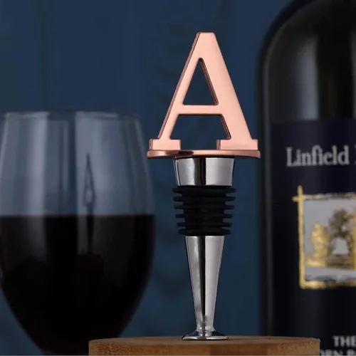 Miniatura 4 de Tapones de vino, tapones reutilizables para botellas de vino, chapado en oro rosa, tapón de vino con letra, regalo perfecto para vino, amplio uso