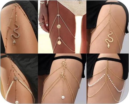 Cadena de muslo para mujer, cadena de pierna de mariposa vintage para adolescentes, niñas, cadena de cuerpo bohemia en capas para verano, fresca y