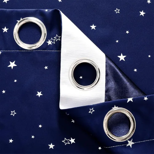 Miniatura 7 de Cortinas opacas plateadas para sala de estar, cortinas de dormitorio de niños y niñas, cortinas de tul blanco para ventana de ventana azul estrella