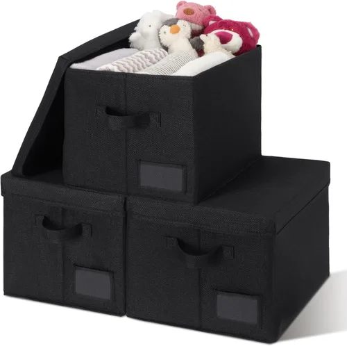 Miniatura 26 de GRANNY SAYS Cajas de tela con tapas, contenedores de almacenamiento con asas, contenedores de estante para organizar, cajas de almacenamiento extra
