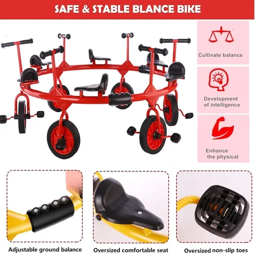Miniatura 4 de Triciclo para ciclistas a partir de 3 años de edad preescolar, equipo de juego para niños al aire libre (jinete rojo para 6 personas)