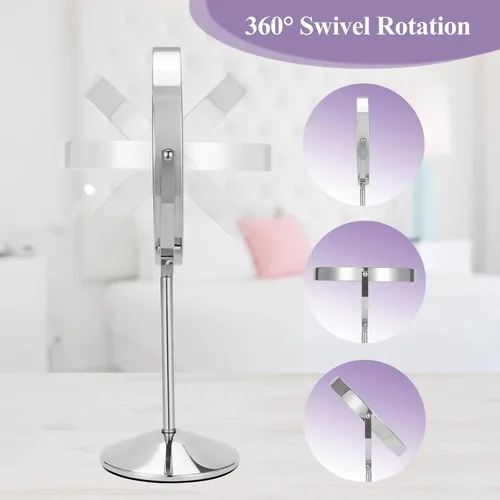 Miniatura 6 de 8" Makeup Mirror with Lights, 1X/10X Lighted Vanity Mirror with Magnification, 3 Color Adjustable Brightness, 360° Rotating Dual-Side, USB