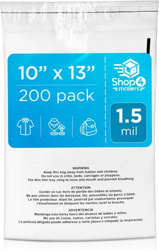 Miniatura 9 de Shop4Mailers Bolsa de polietileno transparente de 6 x 9 con advertencia de asfixia – Adhesivo autosellante, bolsa transparente de 1.5 mil para FBA