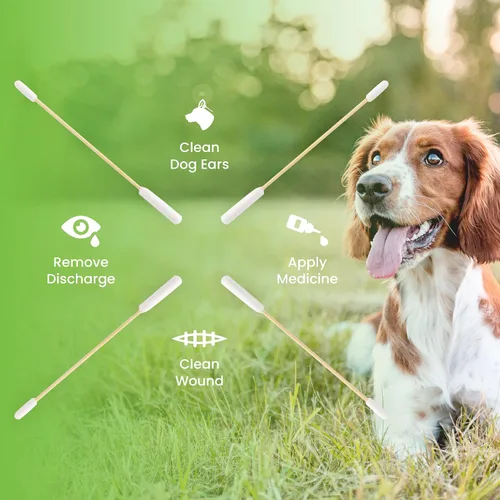 Miniatura 2 de We Love Doodles Hisopos largos de algodón para orejas de perro, hisopos de algodón de doble cara para perros, herramienta de bolas limpiadoras