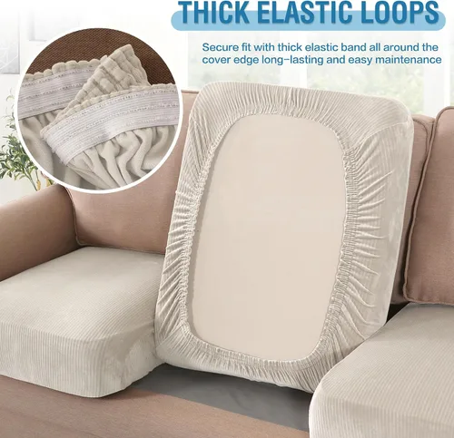 Miniatura 396 de H.VERSAILTEX Funda de cojín elástica de terciopelo para sofá, funda de cojín de felpa para silla, sofá biplaza o sofá, protector de muebles, cojín