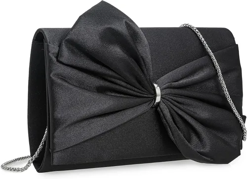 Miniatura 2 de CHARMING TAILOR Bolso formal de satén con lazo para mujer, bolso de embrague elegante para bodas, bailes, fiestas