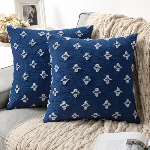 Miniatura 10 de MIULEE Juego de 2 fundas de almohada decorativas de jacquard rómbico, funda de cojín cuadrada suave para sofá, cama, dormitorio, sala de estar, 16 x