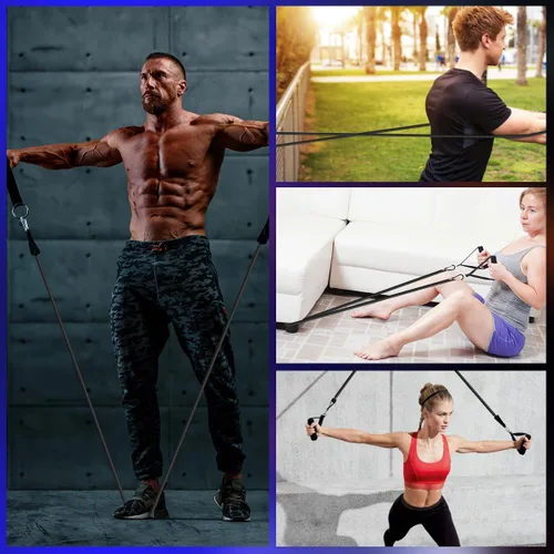 Miniatura 6 de VEICK Bandas de resistencia, una sola banda de ejercicio, bandas de entrenamiento de resistencia para entrenamientos en casa, fitness, pilates