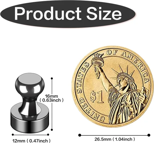 Miniatura 2 de LOVIMAG - Imanes negros para refrigerador, 60 unidades, para pizarra blanca, imanes de neodimio fuertes, pequeños, imanes tipo chincheta de metal