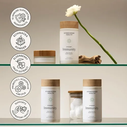 Miniatura 6 de Stonehenge Health Suplemento diario de inmunidad dinámica 10 en 1 impulsores inmunológicos de zinc, saúco, equinácea, vitamina C y probiótico L.