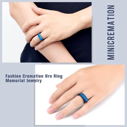Miniatura 37 de Joyería de cremación para cenizas, geometría, estilo simple, anillo conmemorativo para cenizas, soporte para cenizas con kit de relleno, anillo