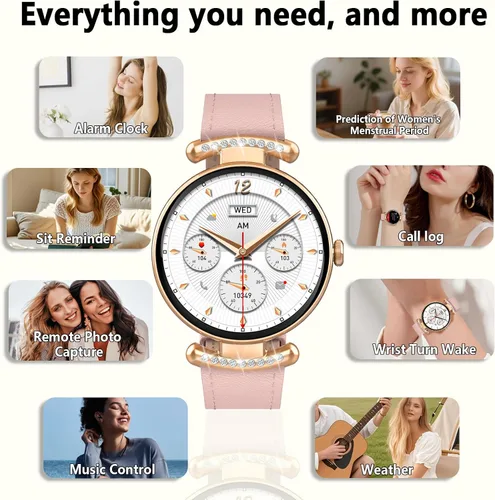 Miniatura 7 de Relojes para mujer, responder/hacer llamadas, reloj AMOLED de 1.32 pulgadas con pantalla ultra clara para mujer con frecuencia cardíaca, monitor
