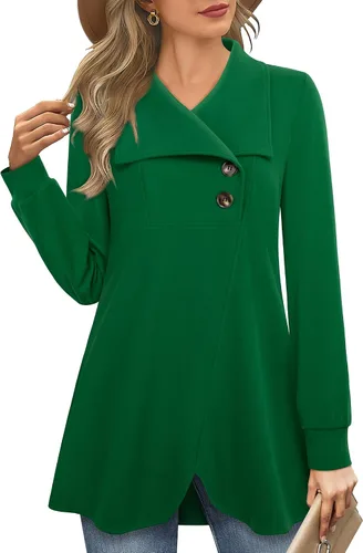 Miniatura 2 de Lotusmile Túnica larga para mujer, para leggings, ropa de otoño, suéter con dobladillo de tulipán 2023