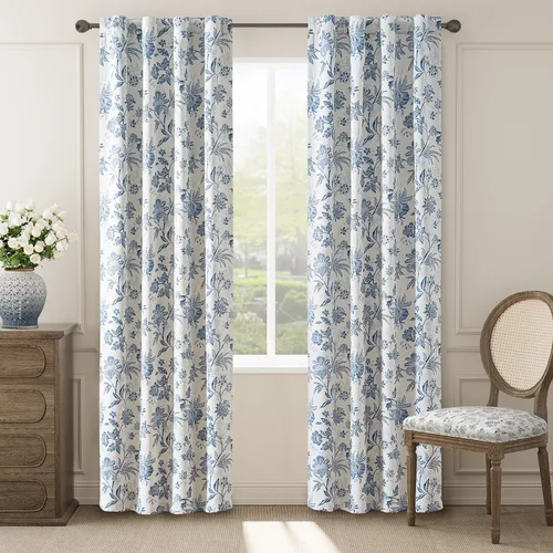Miniatura 36 de jinchan Cortinas Opacas Florales para Dormitorio, 63 Pulgadas de Largo Cortinas Opacas con Estampado de Flores, Estilo Campo Francés con Pestañas