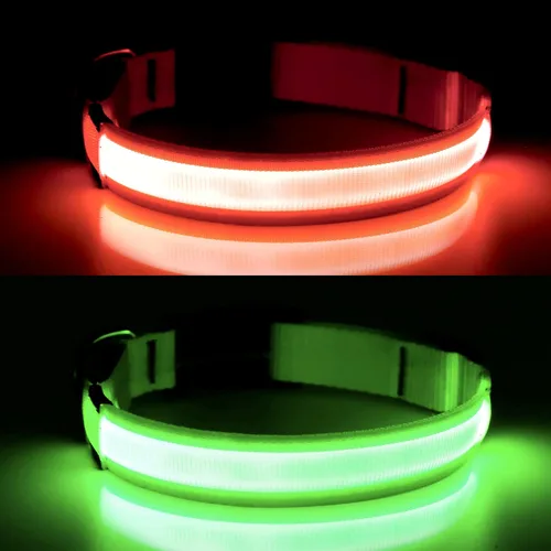 Miniatura 7 de YFbrite Collar de Perro LED Ultra Ligero Ajustable, Collares de Perro Iluminados Recargables que Brillan en la Oscuridad, Visibilidad y Seguridad